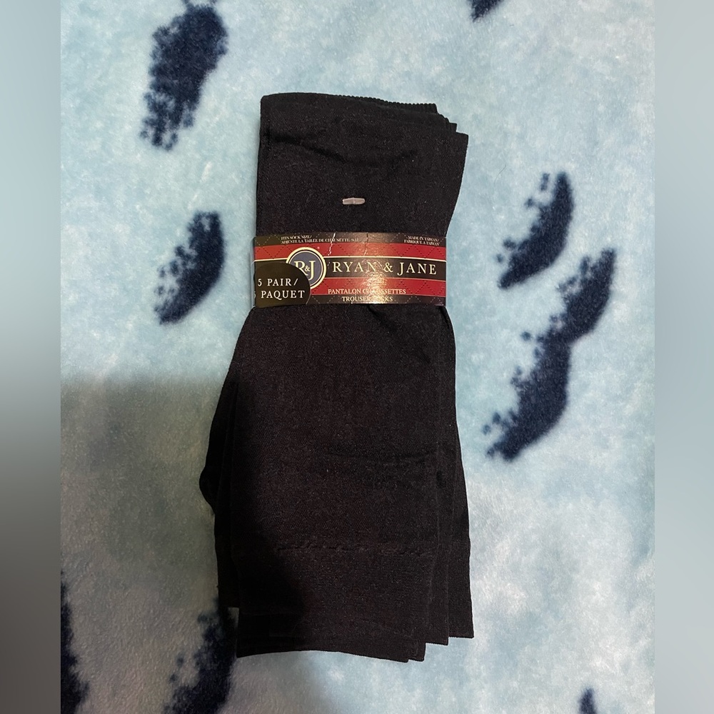 5 pair of black long trouser knee high socks